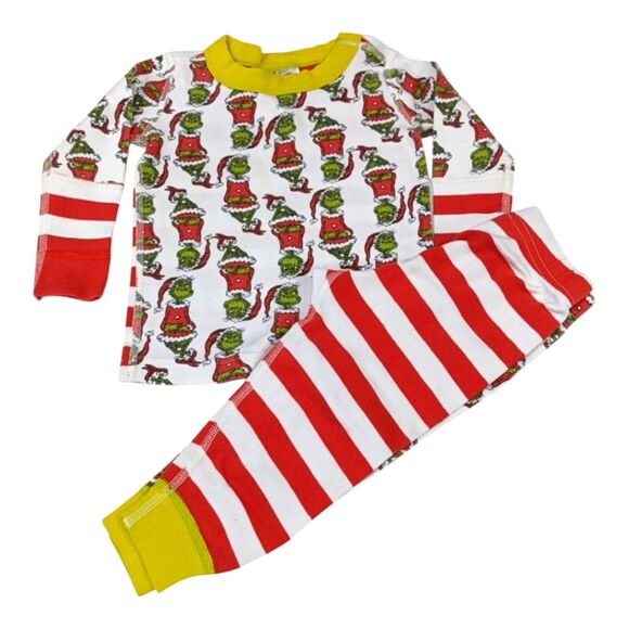 Hanna Andersson Grinch mix it up Christmas long john pajamas cotton size 85 2T - Picture 1 of 9
